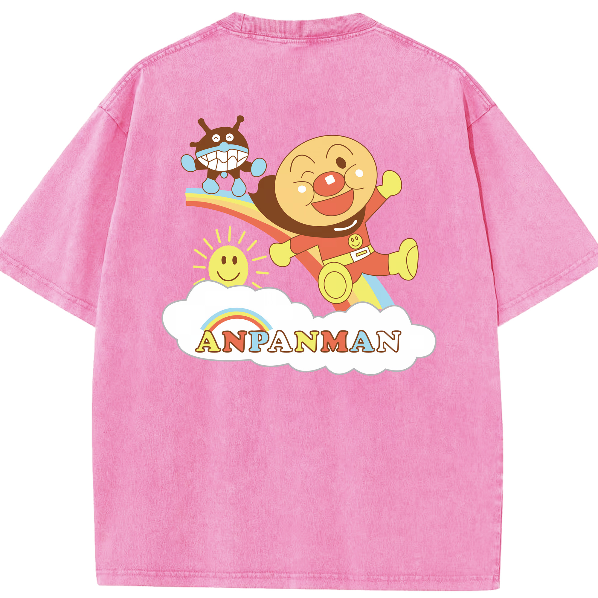 （画像用） アンパンマン Anpanman 綿100% ヴィンテージ風 半袖Tシャツ（背面プリント）